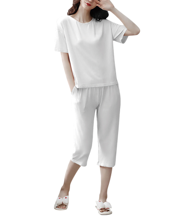 女士圆领短袖家居服（衣服）-R0027AB-A - 仿棉-180g/S
